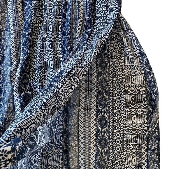 Honolua Wahine Sz Med Maxi Dress Blue White Native Print Side Splits - Picture 9 of 9